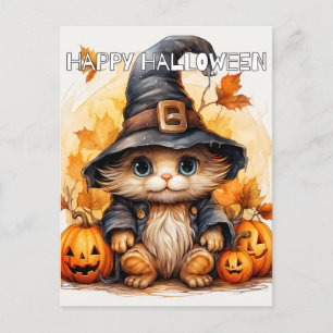 Cute Little Kattunge Witch Vykort