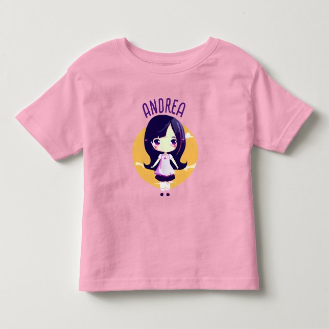 Cute Little Kawaii Anime Girl Personlig T Shirt (Framsida)