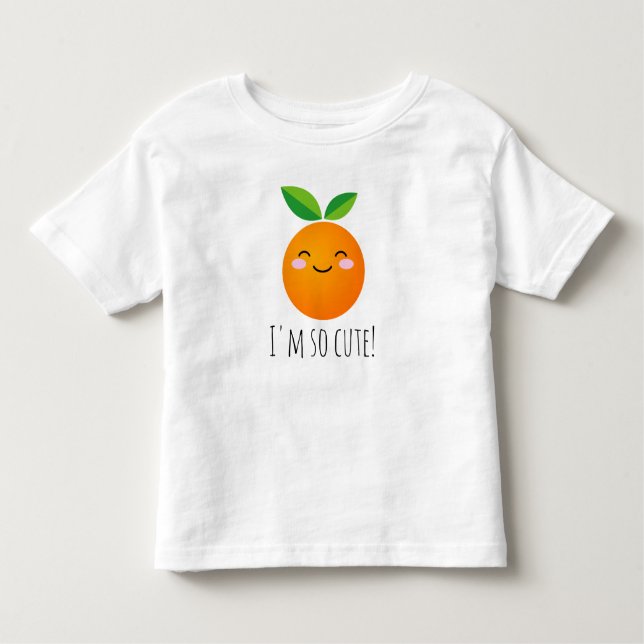 Cute Little kawaii orange frukt ansikte teckning T Shirt (Framsida)