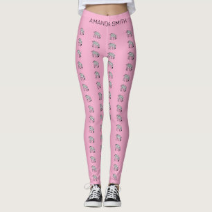 Cute Little Kenyan Zebra mönstrad Birthday Rosa Leggings
