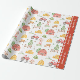 Cute Little Kids Farmer Mönster med First Namn Presentpapper