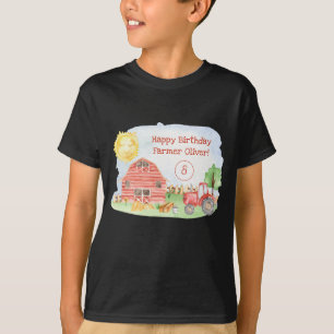 Cute Little Kids Grattis på födelsedagen Farmer Bo T Shirt