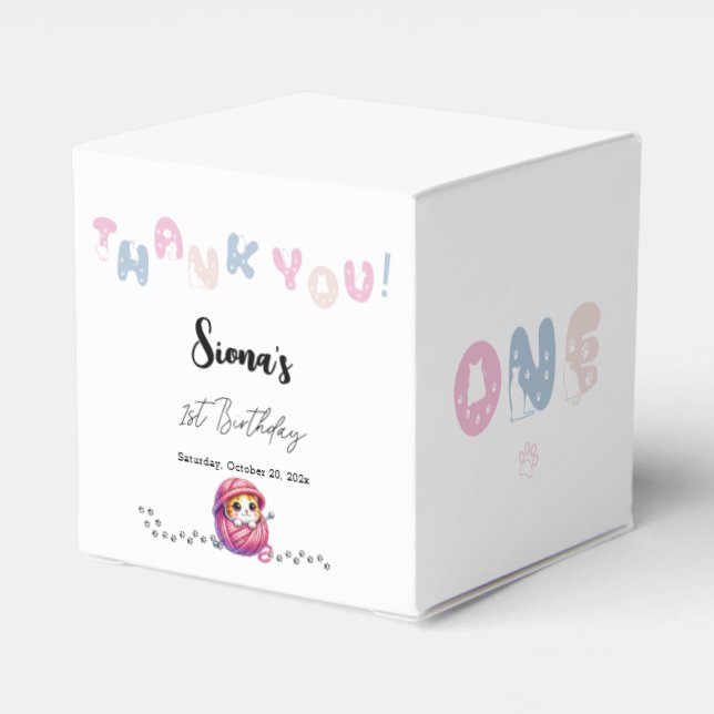 Cute Little Kitten 1:a födelsedagen Party Presentaskar (Baksidan Sidan)