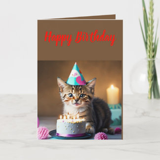 Cute Little Kitten Birthday Kort