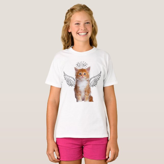 Cute Little kitten med vingar T Shirt (Hel framsida)