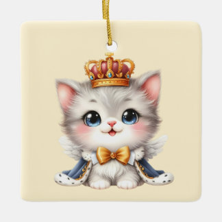 Cute Little Kitten Prince Julgransprydnad Keramik