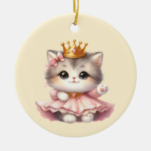 Cute Little Kitten Princess Julgransprydnad Keramik