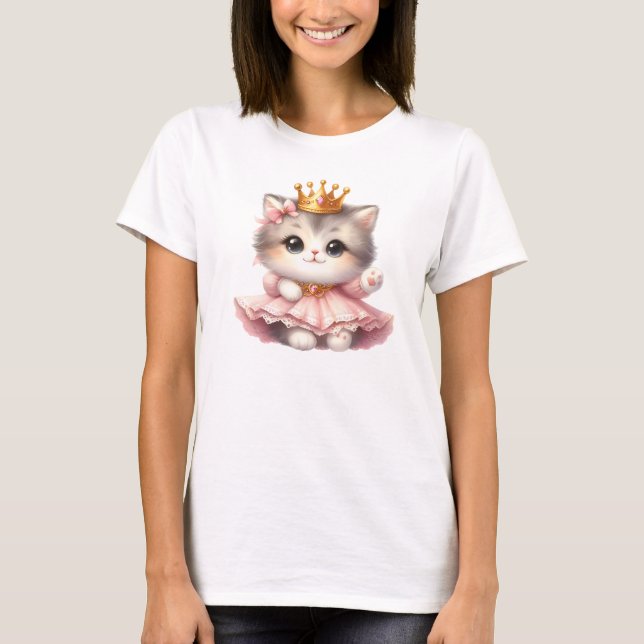 Cute Little Kitten Princess T Shirt (Framsida)