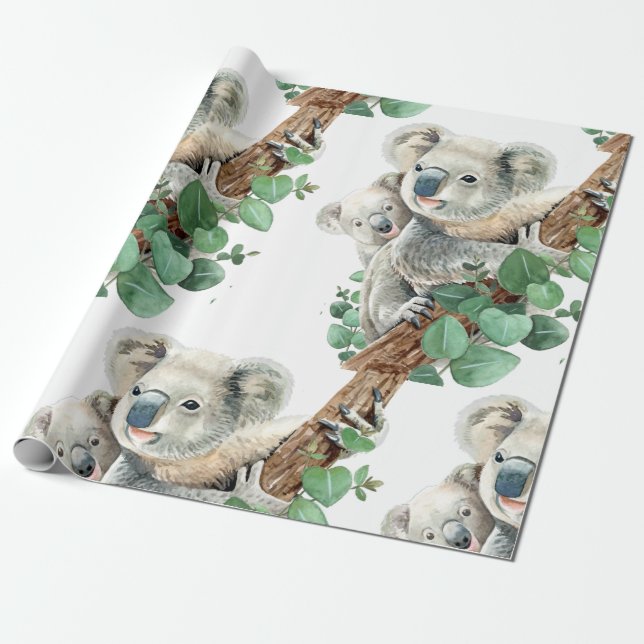 Cute Little Koala Bear Australian Animal Art Ce Presentpapper (Utrullad)