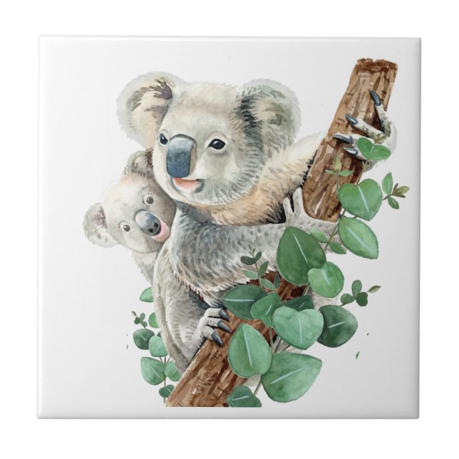 Cute Little Koala Bear Australian Animal Art    Kakelplatta (Framsidan)