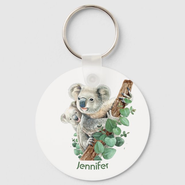 Cute Little Koala Bear Australian Animal Art Keyc Nyckelring (Framsida)