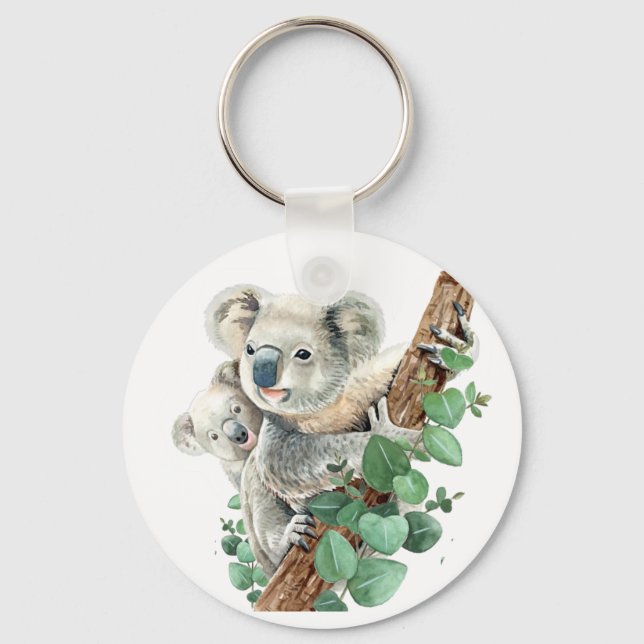 Cute Little Koala Bear Australian Animal Art Nyckelring (Framsida)