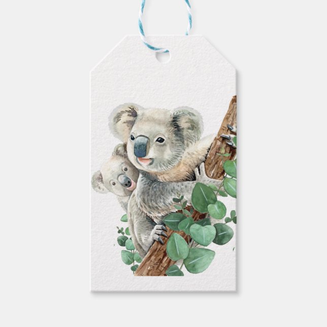 Cute Little Koala Bear Australian Animal Art Presentetikett (Framsidan)