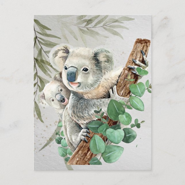 Cute Little Koala Bear Australian Animal Art Vykort (Framsida)