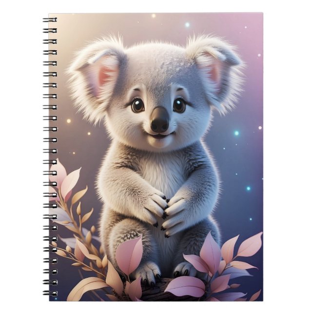 Cute Little Koala Fantasy Dreamy Gradient Anteckningsbok (Framsidan)
