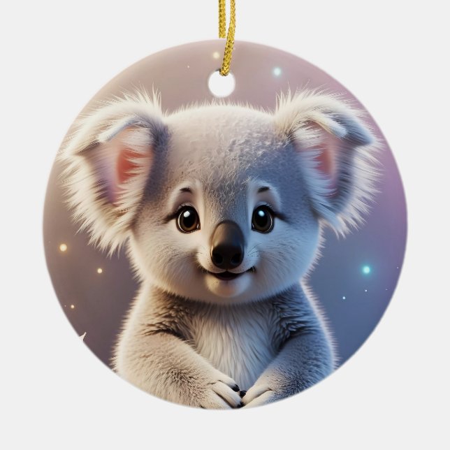 Cute Little Koala Fantasy Dreamy Gradient Julgransprydnad Keramik (Framsidan)