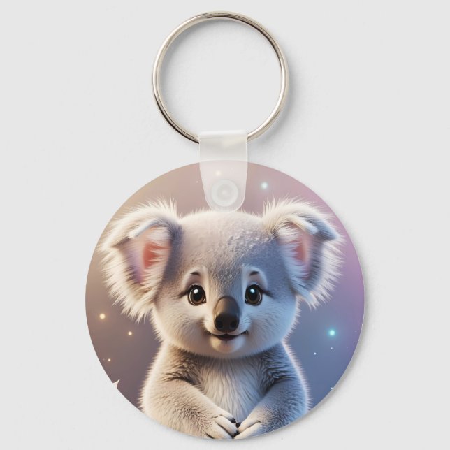 Cute Little Koala Fantasy Dreamy Gradient Nyckelring (Framsida)