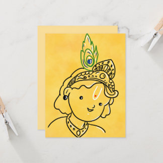 Cute Little Krishna Art Greeting Card Kort