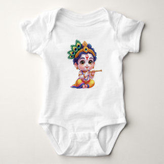 Cute Little Krishna Baby Art Outfit – Hindu God T Shirt