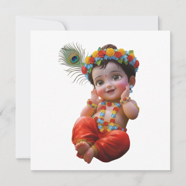 Cute Little Krishna Traditional Indian Art Poster Inbjudningar (Framsida)