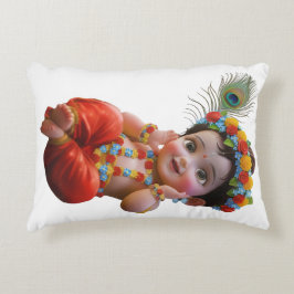 Cute Little Krishna Traditional Indian Art Poster Prydnadskudde