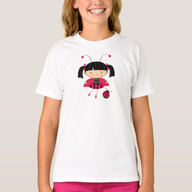 Cute Little ladybug Flickas t-shirt (Framsida)