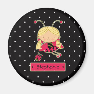Cute Little ladybug girl personlig magnet