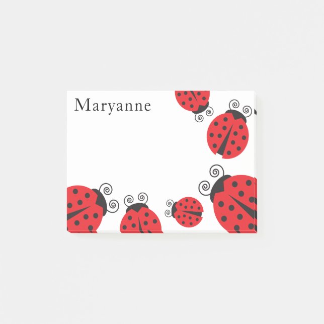 Cute Little Ladybugs Monogram Post it Notes Post-it Block (Framsida)