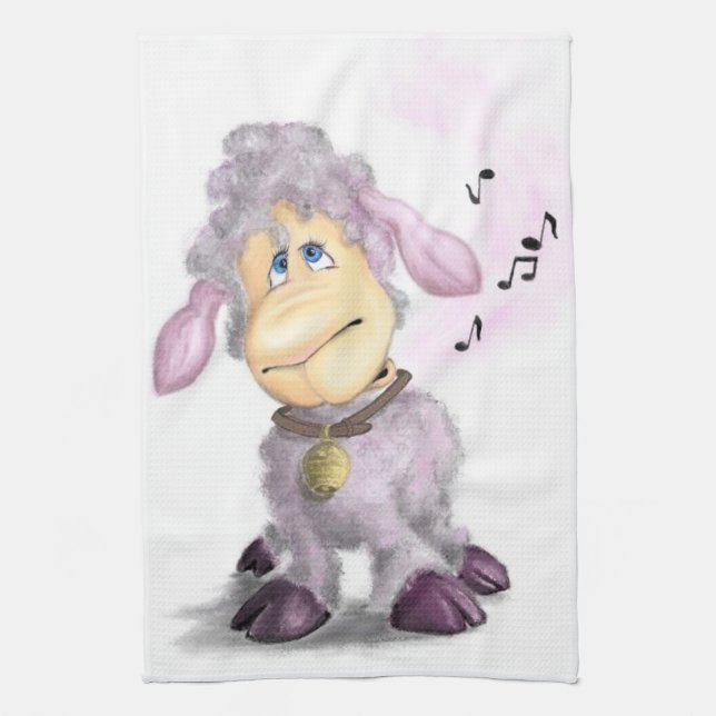 Cute Little Lamb med Bell Kitchen Towel Kökshandduk (Vertikal)