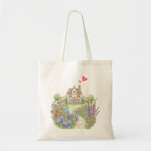 Cute Little Land House med Heart Gift för henne Tygkasse