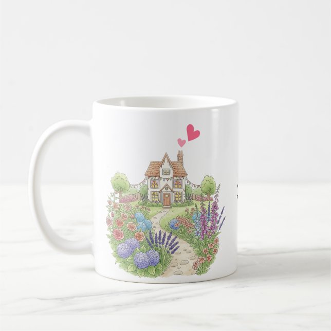 Cute Little Land House-Personlig med namn Kaffemugg (Vänster)