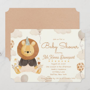 Cute Little Lejonare Boy Baby Shower Inbjudningar