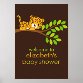 Cute Little Leopard Girl Baby Shower Poster