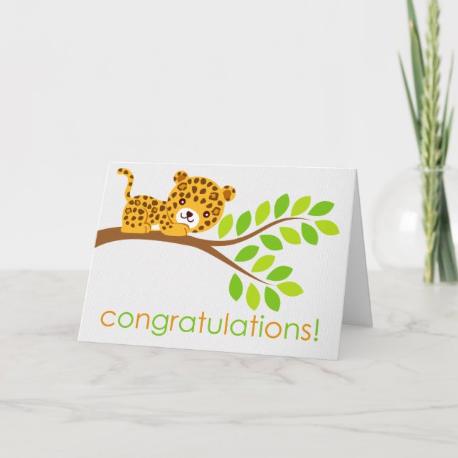 Cute Little Leopard Greeting Card Kort (Framsida)