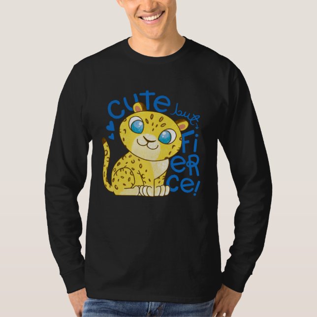 Cute Little Leopard Kids   Cute But Fierce Cat T Shirt (Framsida)