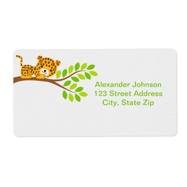Cute Little Leopard Shipping Labels Fraktsedel (Framsidan)