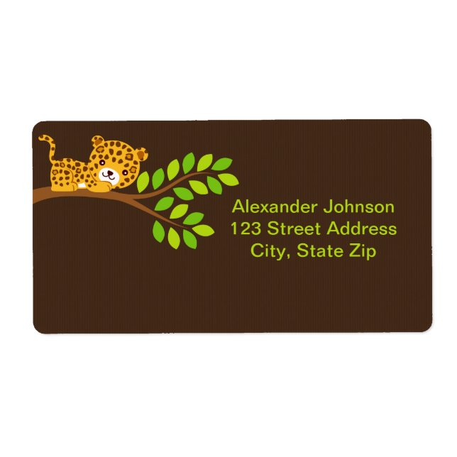 Cute Little Leopard Shipping Labels Fraktsedel (Framsidan)