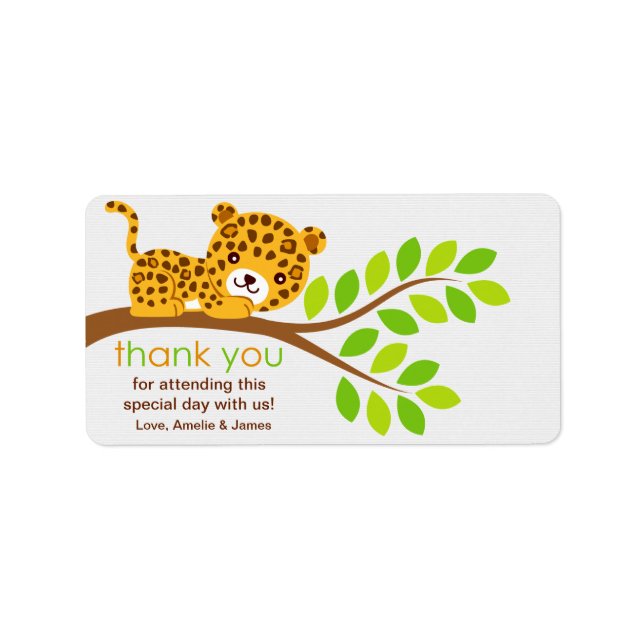 Cute Little Leopard Tack Label Adressetikett (Framsidan)