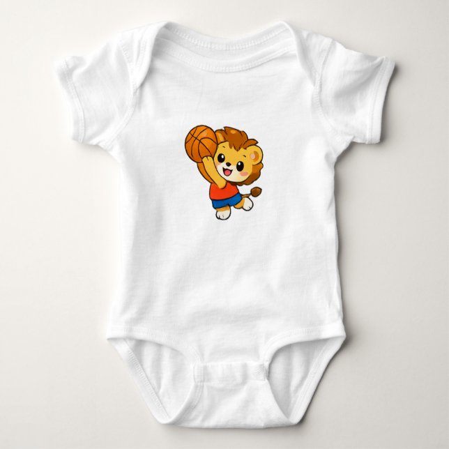 Cute Little Lion Basketball Star T Shirt (Framsida)