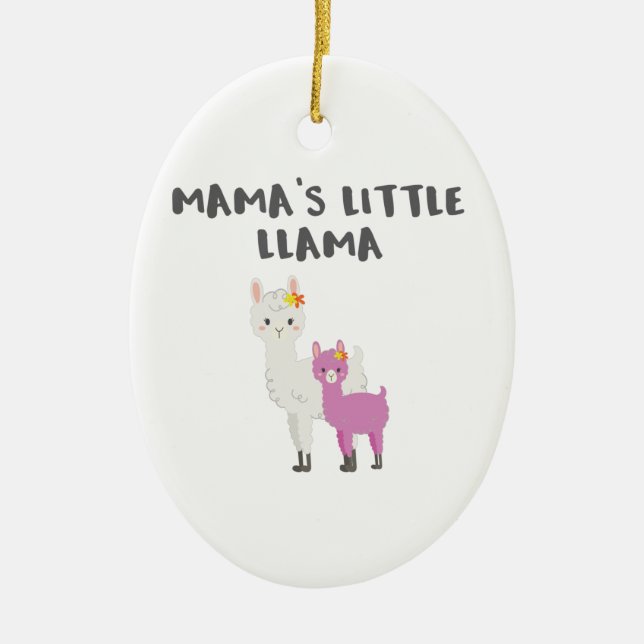 Cute Little Llama Gift Mamas Little Llama Gift Julgransprydnad Keramik (Framsidan)