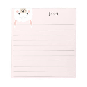 Cute Little Llama, Rosa Personlig Lining Anteckningsblock