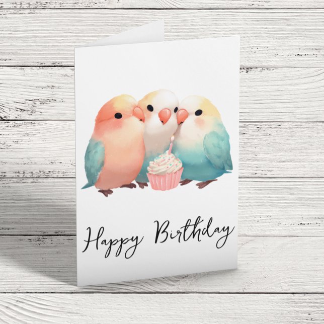 Cute Little Lovebird Birthday Cupaka Kort (Skapare uppladdad)