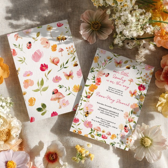 Cute Little Lovebug Spring Garden Baby Shower Inbjudningar (Cute Little Lovebug Spring Garden Baby Shower Invitation)