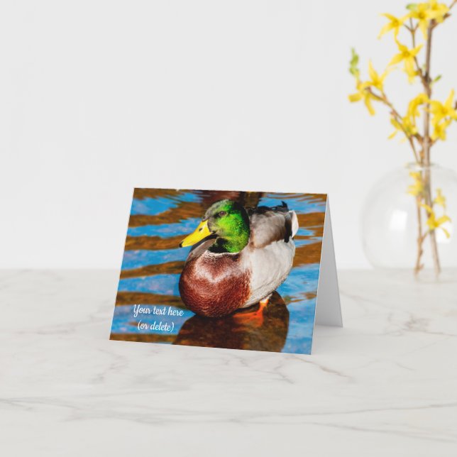 Cute Little Mallard Anka Greeting Card Kort (Gul blomma)