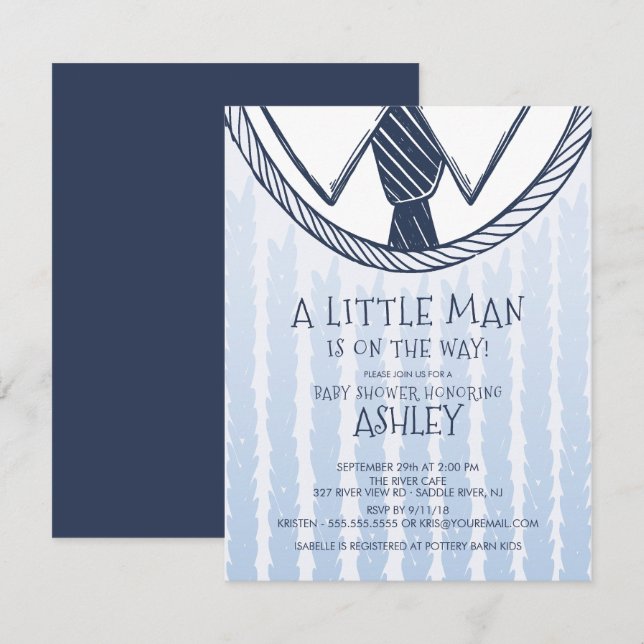 Cute Little Man Baby Shower Inbjudningar (Fram/baksida)