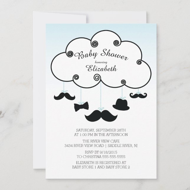 Cute Little Man Mustache Baby Shower-inbjudningar Inbjudningar (Framsida)
