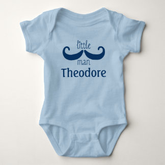Cute Little Man Mustache Blue Tee Shirt