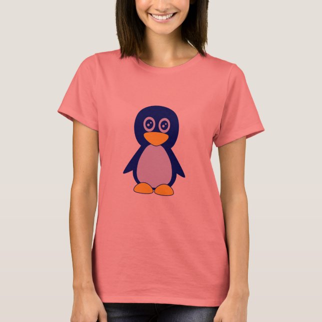 Cute Little marin blue penguin T Shirt (Framsida)