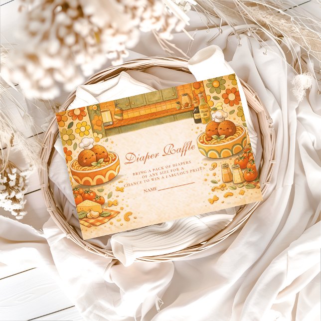 Cute Little Meatball Baby Shower Diapper Raffle Tilläggskort (Skapare uppladdad)