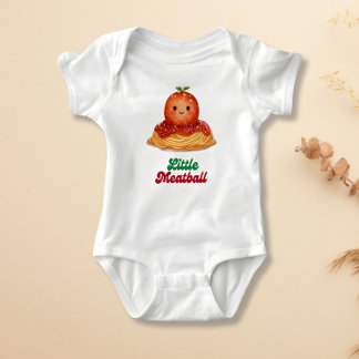 Cute "Little Meatball" Italian Baby Bodysuit T Shirt